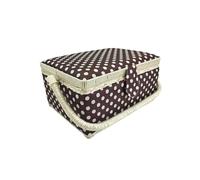 Boîte à couture en bois, boîte de couture doublée en tissu avec 8 compartiments, organisateur avec pelote à épingles, boîte de rangement avec poignée et plateau (pois marron, petite)