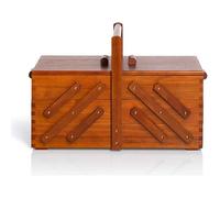 Boîte à couture en bois foncé - Panier rangement mercerie - Marron