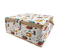 Boîte à Couture Moyenne, boîte à couture doublée en tissu avec compartiments, boîte de couture, cadeau pour mères, amis, sœurs, (Moyen, machine)