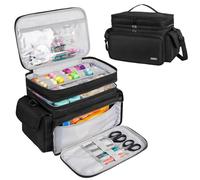 Boite à Couture,Sac de Rangement Couture Double Couche,XL Organisateur de Fournitures de Couture,Boîte à Couture de Voyage Portable,Panier de Couture pour Outils de Couture,Noir (Sac Uniquement)