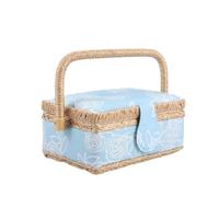 Boite a Couture Sewing Kit Storage Box Dust Proof Organizer Basket PortableKnitting Needles Bag(Sky blue)