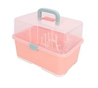 Boîte à couverts portable pour allaitement, support solide, couvercle amovible en polypropylène, étagères pour sécher les biberons pour la maison (rose implicite)