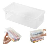 Boîte à crayon en plastique, 7, 5x2.4x3, 5 pouces de grande capacité Stockage de grande capacité, étui crayon en plastique transparent avec couvercle étalonné, organisateurs papeterie empilables pou