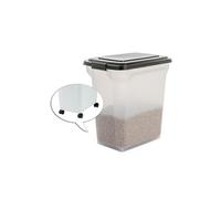 , boite à croquette 45l pour 15kg, pelle, roulettes incluses, pour chien & chat - air tight food container - ats-l, noir