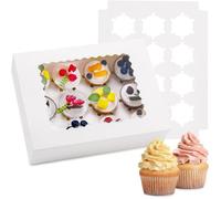 Boîte à cupcakes pour 12 cupcakes | Boîtes à cupcakes | avec plateau et fenêtre | Lot de 6 | 34 cm x 25 cm x 10 cm