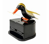 Boîte à cure-dents pop-up en forme de pic - Distributeur automatique de cure-dents en forme de petit oiseau - Portable - Bocal à cotons-tiges pour la maison (oiseau noir et aile dorée)