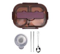 Boîte à déjeuner 1,5 l, 4 compartiments, boîte à Bento en acier inoxydable 316, récipient étanche avec bol à soupe pour le bureau, l'école et les voyages (Pink Purple)
