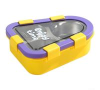 Boîte à Déjeuner 304 Hermétique - Lunch Box Compartimentée Adulte Enfant - Conteneur Repas Isotherme avec Couverts pour Travail École 470ml(Yellow)