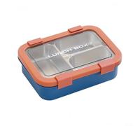 Boîte à déjeuner à 3 compartiments en acier inoxydable avec couvercle étanche et plateau amovible, pour adultes soucieux de leur santé et transportant plusieurs aliments (orange)