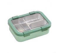 Boîte à déjeuner à 3 compartiments en acier inoxydable avec couvercle étanche et plateau amovible, pour adultes soucieux de leur santé et transportant plusieurs aliments (vert)
