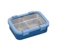 Boîte à déjeuner à 3 compartiments en acier inoxydable avec couvercle étanche et plateau amovible, pour adultes soucieux de leur santé transportant plusieurs aliments (bleu)