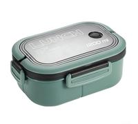 Boîte à déjeuner à trois compartiments | Récipient alimentaire anti-fuite avec joint en silicone | Passe au micro-ondes et au lave-vaisselle | PP pour bureau, voyage, école | 21,5 x 8,2 cm (vert)