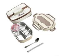 Boîte à Déjeuner Acier 304 Étanche avec Couverts Boîte à Déjeuner(white) | Multi-compartiments ajustables, contrôle portions, salades céréales, 27x19x8cm, épuré