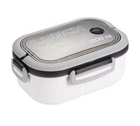 Boîte à déjeuner anti-fuite avec trois compartiments et boucles de verrouillage sécurisées en polypropylène pour repas de bureau et de voyage (blanc)