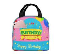Boîte à déjeuner avec ballons « Happy Birthday » pour homme et femme, sac à déjeuner réutilisable pour homme et femme, petite boîte à déjeuner isotherme.