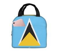 Boîte à déjeuner avec drapeau de Sainte-Lucie pour homme et femme - Sac à déjeuner réutilisable pour homme et femme - Petite boîte à déjeuner isotherme