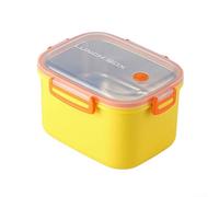 Boîte à déjeuner avec joint hermétique et séparateurs de contrôle des portions, design compact, tient dans des sacs, passe au micro-ondes sans couvercle, passe au congélateur (jaune, 1400 ml)