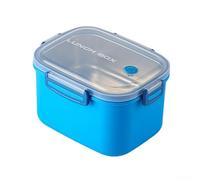 Boîte à déjeuner avec joint hermétique et séparateurs de contrôle des portions, design compact, tient dans des sacs, passe au micro-ondes sans couvercle, passe au congélateur (bleu, 1400 ml)