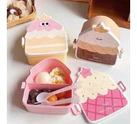 Boîte à déjeuner Bento pour enfants, étudiants de dessin animé Kawaii, mignon grenouille Sandwich Snack boîte de nourriture récipient de fruits Portable pique-nique boîte fraîche Donuts-Yellow