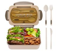 Boîte à déjeuner carrée divisée de 1200 ml avec baguettes, cuillère, fourchette, vaisselle réutilisable pour le travail, pique-nique, salle à manger, sans BPA