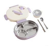 Boîte à déjeuner compartimentée pour enfants avec bol à soupe, construction isolée en acier inoxydable 304, passe au micro-ondes et étanche pour les repas frais (C)