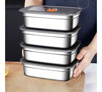 Boîte à déjeuner de Camping en acier inoxydable, boîte à Bento scellée anti-fuite pour micro-ondes, boîte de rangement adaptée au réfrigérateur et au congélateur de grande capacité 3200ML