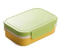 Boîte à Déjeuner Double Couche 1670ml Micro-ondable Étanche avec Compartiments Séparés pour Meal Prep Bureau École(Green)