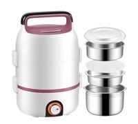 Boîte à déjeuner électrique, chauffage alimentaire 200 W, grande capacité de 2,0 L, chauffe-plats portable à 3 couches avec poignée et grille à œufs pour cuisson à la vapeur, idéal pour la maison et