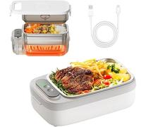 Boîte à déjeuner électrique sans fil pour adultes, 14 000 mAh, rechargeable, 1 L, en acier inoxydable, portable, auto-chauffante, pour bureau, pique-nique, voiture, camion, travail