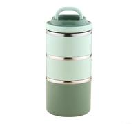 Boîte à déjeuner empilable à 3 niveaux en acier inoxydable avec sac isotherme, joints en silicone anti-fuite pour le travail, l'école, les voyages en plein air, SS304, bleu (vert)