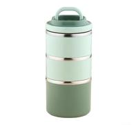 Boîte à déjeuner empilable à 3 niveaux, récipient isotherme en acier inoxydable avec sac et joints, transport alimentaire thermique portable pour le travail et l'école (vert)