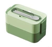 Boîte à déjeuner empilable étanche à 2 couches pour adultes avec joints et boucles en silicone, comprend des ustensiles, passe au micro-ondes et au lave-vaisselle sans couvercle pour un nettoyage