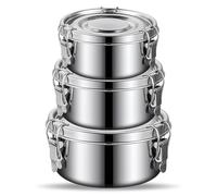 Boîte À Déjeuner En Acier Inoxydable, 3 Pièces Lunch Box Inox 500/1000/1500ml, Boîte À Repas, Boîtes De Conservation, Boîte À Lunch En Acier Inoxydable Pour Le Bureau, Les Pique-Niques Et La Maison