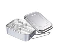 Boîte à déjeuner en acier inoxydable - Double couche avec 3 compartiments - Boîtes à fuite avec grande capacité et couvercle délicieux pour le camping de travail, profitez de votre repas sans avoir à
