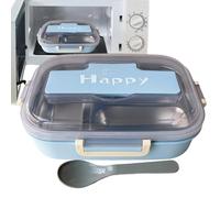 Boîte à déjeuner en acier inoxydable pour adultes, boîtes à goûter avec couverts, boîte de rangement alimentaire étanche à 3 compartiments pour l'école préscolaire, les bureaux, les garderies, les