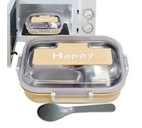 Boîte à déjeuner en acier inoxydable pour | Boîtes à goûter pour adultes avec set de couverts, boîte de rangement alimentaire à 3 compartiments anti-fuite pour maternelle, école, bureau