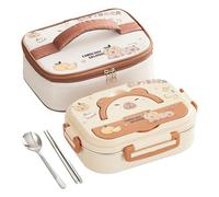 Boîte à déjeuner en acier inoxydable pour, comprend des ustensiles et un sac isotherme, 23 x 17 x 7,5 cm, boîte à goûter avec 3 compartiments, récipient de rangement en métal, pour sandwich