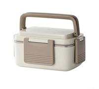 Boîte à déjeuner en acier inoxydable, récipient alimentaire isotherme à 1 couche avec poignée, anti-fuite, portable, pour étudiants, bureau (blanc)