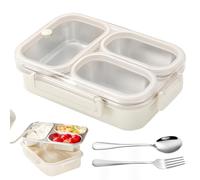 Boîte à déjeuner en métal avec 2 compartiments de séparation, 1000 ml, boîte à lunch portable scellée en acier inoxydable 304, avec compartiments, boîte à déjeuner Bento, pour l'école, le bureau et