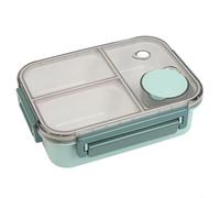 Boîte à déjeuner en plastique étanche avec 3 compartiments et mécanisme de verrouillage sécurisé, légère et portable pour organiser les repas et les activités de plein air (vert)
