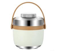 Boîte à déjeuner isotherme à double paroi en acier inoxydable avec intérieur à 2 niveaux pour une répartition efficace des repas et une stabilité de la température toute la journée (ivoire)