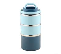 Boîte à déjeuner isotherme empilable à 3 étages en acier inoxydable avec joints étanches et sac de transport pour un transport sécurisé des repas (bleu)