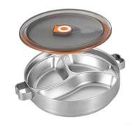 Boîte à déjeuner isotherme en acier inoxydable, 19 x 19 x 7,5 cm, étanche, multi-compartiments, rétention thermique, étudiants et employés de bureau (avec couvercle, sans poignée)