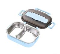 Boîte à déjeuner isotherme en acier inoxydable de 1 l avec fourchette et cuillère, couvercle scellé sous vide pour éviter les fuites, conçue pour le transport quotidien des repas durable (bleu)