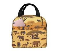 Boîte à déjeuner isotherme pour homme et femme Motif animaux de la prairie africaine