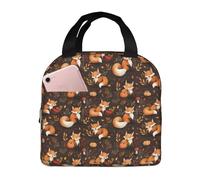 Boîte à déjeuner isotherme pour homme et femme - Petit sac à déjeuner avec imprimé renard rieur pour femme, adulte, sac fourre-tout isotherme pour le travail, les voyages, la salle de sport avec poche