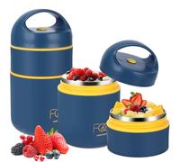 BoîTe à DéJeuner Isotherme pour Nourriture Chaude, Gobelet à CéRéAles à Emporter, Tasse de Petit-DéJeuner Portable, Peut Apporter Soupe, Bouillie, Lait Et Fruits, Double Couche, Anti-Fuite