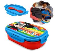 Boîte à déjeuner Mickey Mouse sans BPA | Boîte de 20 cm avec cuillère-fourchette et couverts empilables