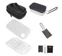 Boîte à déjeuner portable en alliage d'aluminium avec grille de cuisson à la vapeur en acier inoxydable 304, plaque de gril antiadhésive et planche de découpe/égouttoir en polypropylène - Ensemble de