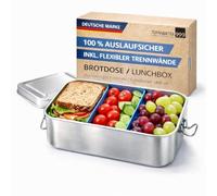 Boîte à déjeuner premium de 1400 ml en acier inoxydable - Boîte à sandwich étanche avec compartiments, boîte Bento durable ou boîte à pain pour enfants et adultes - Boîte incluse avec joint pour boîte